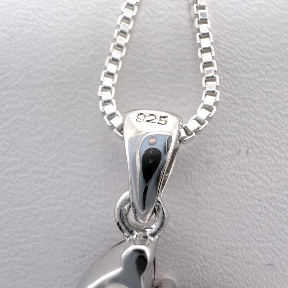 .925 Sterling Silver Marquis Garnet Cz Necklace - Picture 11 of 14